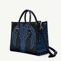 Kikorangi Maori Ta Moko Poutama Art Leather Bag LT9 Blue - Polynesian Pride