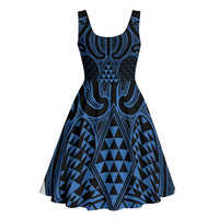 Kikorangi Maori Ta Moko Poutama Art Midi Dress - Polynesian Pride