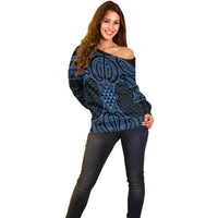Kikorangi Maori Ta Moko Poutama Art Off Shoulder Sweater