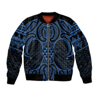 Kikorangi Maori Ta Moko Poutama Art Sleeve Zip Bomber Jacket
