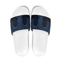 Kikorangi Maori Ta Moko Poutama Art Slide Sandals LT9 Blue - Polynesian Pride