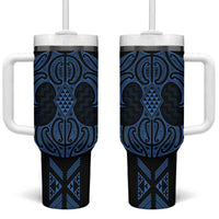 Kikorangi Maori Ta Moko Poutama Art Tumbler With Handle
