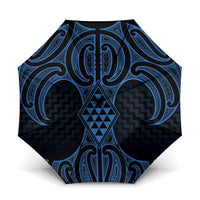Kikorangi Maori Ta Moko Poutama Art Umbrella LT9 One Size Folded 11.42 inch Opened Diameter 37.4 inch Blue - Polynesian Pride