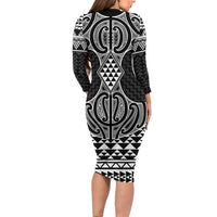 Ma Maori Ta Moko Poutama Art Family Matching Long Sleeve Bodycon Dress and Hawaiian Shirt