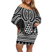 Ma Maori Ta Moko Poutama Art Off Shoulder Short Dress
