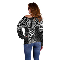 Ma Maori Ta Moko Poutama Art Off Shoulder Sweater