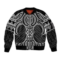 Ma Maori Ta Moko Poutama Art Sleeve Zip Bomber Jacket