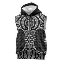 Ma Maori Ta Moko Poutama Art Sleeveless Zip Hoodie LT9 White - Polynesian Pride