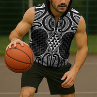 Ma Maori Ta Moko Poutama Art Sleeveless Zip Hoodie LT9 - Polynesian Pride