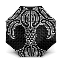 Ma Maori Ta Moko Poutama Art Umbrella LT9 One Size Folded 11.42 inch Opened Diameter 37.4 inch White - Polynesian Pride