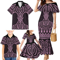 Mawhero Maori Ta Moko Poutama Art Family Matching Mermaid Dress and Hawaiian Shirt