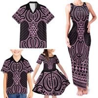 Mawhero Maori Ta Moko Poutama Art Family Matching Tank Maxi Dress and Hawaiian Shirt