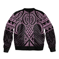 Mawhero Maori Ta Moko Poutama Art Sleeve Zip Bomber Jacket