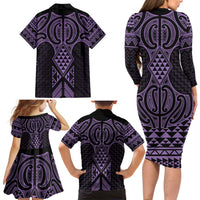 Waiporoporo Maori Ta Moko Poutama Art Family Matching Long Sleeve Bodycon Dress and Hawaiian Shirt