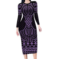 Waiporoporo Maori Ta Moko Poutama Art Family Matching Long Sleeve Bodycon Dress and Hawaiian Shirt