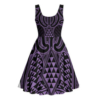 Waiporoporo Maori Ta Moko Poutama Art Midi Dress - Polynesian Pride