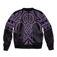 Waiporoporo Maori Ta Moko Poutama Art Sleeve Zip Bomber Jacket