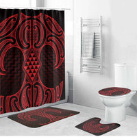 Whero Maori Ta Moko Poutama Art Bathroom Set LT9 Bathroom Set (4 pcs) Red - Polynesian Pride