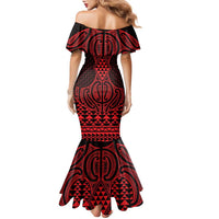 Whero Maori Ta Moko Poutama Art Family Matching Mermaid Dress and Hawaiian Shirt