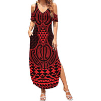 Whero Maori Ta Moko Poutama Art Family Matching Summer Maxi Dress and Hawaiian Shirt