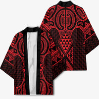 Whero Maori Ta Moko Poutama Art Kimono - Polynesian Pride