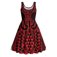 Whero Maori Ta Moko Poutama Art Midi Dress - Polynesian Pride