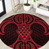 Whero Maori Ta Moko Poutama Art Round Carpet