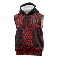 Whero Maori Ta Moko Poutama Art Sleeveless Hoodie - Polynesian Pride