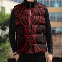 Whero Maori Ta Moko Poutama Art Sleeveless Puffer Jacket - Polynesian Pride
