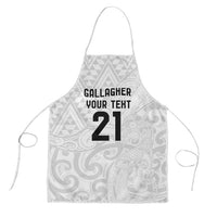 New Zealand Rangatira Custom Apron All White Niho Taniwha Maori Tribal LT9 White - Polynesian Pride
