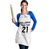 New Zealand Rangatira Custom Apron All White Niho Taniwha Maori Tribal LT9 - Polynesian Pride