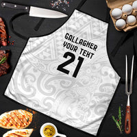 New Zealand Rangatira Custom Apron All White Niho Taniwha Maori Tribal LT9 White - Polynesian Pride
