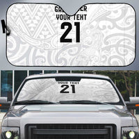 New Zealand Rangatira Custom Auto Sun Shade All White Niho Taniwha Maori Tribal LT9 White - Polynesian Pride