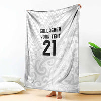 New Zealand Rangatira Custom Blanket All White Niho Taniwha Maori Tribal