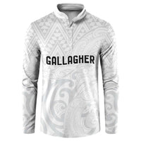 New Zealand Rangatira Custom Button Sweatshirt All White Niho Taniwha Maori Tribal