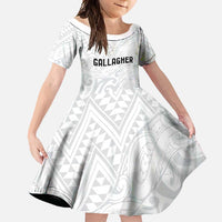New Zealand Rangatira Custom Family Matching Summer Maxi Dress and Hawaiian Shirt All White Niho Taniwha Maori Tribal