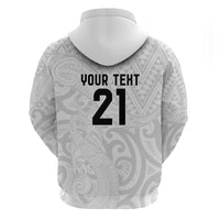 New Zealand Rangatira Custom Hoodie All White Niho Taniwha Maori Tribal