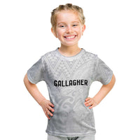 New Zealand Rangatira Custom Kid T Shirt All White Niho Taniwha Maori Tribal