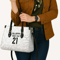 New Zealand Rangatira Custom Leather Bag All White Niho Taniwha Maori Tribal LT9 - Polynesian Pride
