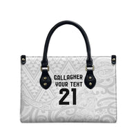 New Zealand Rangatira Custom Leather Bag All White Niho Taniwha Maori Tribal LT9 - Polynesian Pride