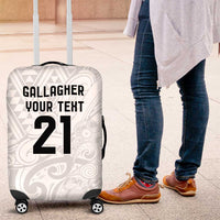 New Zealand Rangatira Custom Luggage Cover All White Niho Taniwha Maori Tribal