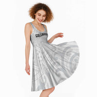 New Zealand Rangatira Custom Midi Dress All White Niho Taniwha Maori Tribal - Polynesian Pride