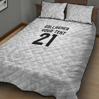 New Zealand Rangatira Custom Quilt Bed Set All White Niho Taniwha Maori Tribal