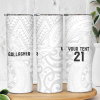 New Zealand Rangatira Custom Skinny Tumbler All White Niho Taniwha Maori Tribal