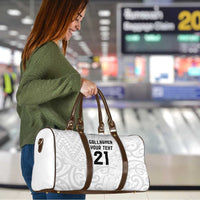 New Zealand Rangatira Custom Travel Bag All White Niho Taniwha Maori Tribal - Polynesian Pride