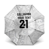 New Zealand Rangatira Custom Umbrella All White Niho Taniwha Maori Tribal LT9 One Size Folded 11.42 inch Opened Diameter 37.4 inch White - Polynesian Pride