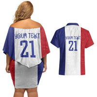 New Zealand Rugby Pacific Personalised Couples Matching Off Shoulder Short Dress and Hawaiian Shirt Maori Style Tribal Tapa Pattern