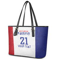 New Zealand Rugby Pacific Personalised Leather Tote Bag Maori Style Tribal Tapa Pattern