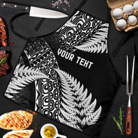 New Zealand Rugby Pacific Personalised Apron All Black Maori Pasifika Fern Pattern LT9 Black - Polynesian Pride