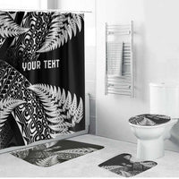 New Zealand Rugby Pacific Personalised Bathroom Set All Black Maori Pasifika Fern Pattern LT9 Bathroom Set (4 pcs) Black - Polynesian Pride